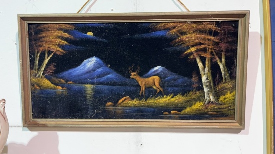 ANTIQUE VELVET DEER ART