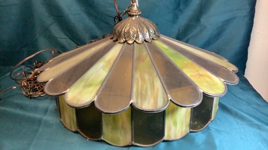 HANGING SLAG GLASS LAMP