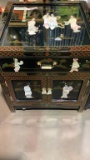 ASIAN BLACK LAQUER SIDE TABLE/CABINET