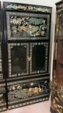 ASIAN BLACK LAQUER PEARL ARMOIRE