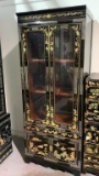 ASIAN BLACK LACQUER PEAL ARMOIRE