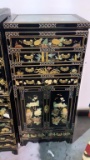 ASIAN BLACK LACQUER JEWELRY ARMOIRE