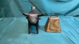 CARVED COW & COWBELL