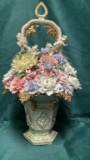 UNSIGNED CAPODIMONTE FLOWER BASKET