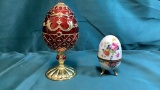 VINTAGE EGG CODDLER & CHRISTMAS EMBELLISHED EGG