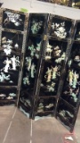 BLACK LACQUER ASIAN FOLDING SCREEN