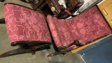KINDEL CRANBERRY CHAIR AND OTTOMAN