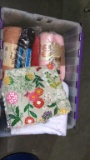 TOTE OF BRAND NEW YARN AND MISC FABRIC