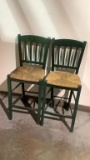 WOOD AND WICKER BARSTOOLS