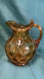 FENTON AMBER THUMBPRINT PITCHER