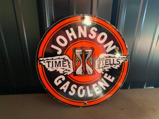 Johnson Gasolene Circular Sign - SELLING NO RESERVE!