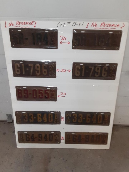 Vintage License Plates - SELLING NO RESERVE!!!