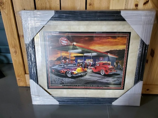 Flying A Gasoline Framed Art Work - SELLING NO RESERVE!!!