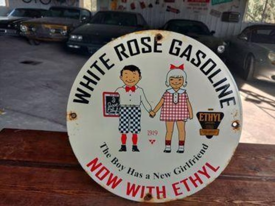 White Rose Gasoline Sign - SELLING NO RESERVE!!!