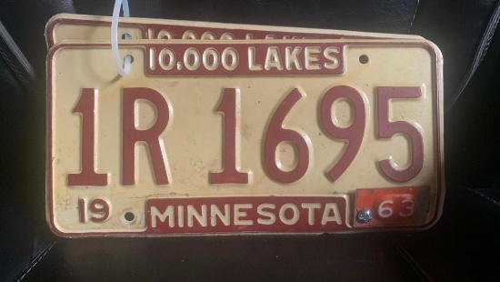 1963 Minnesota License Plates - SELLING NO RESERVE