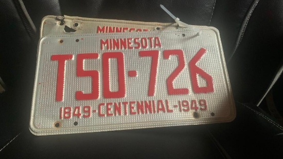1849-1949 Minnesota Centennial License Plates - SELLING NO RESERVE