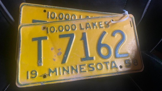 1958 Minnesota License Plates - SELLING NO RESERVE