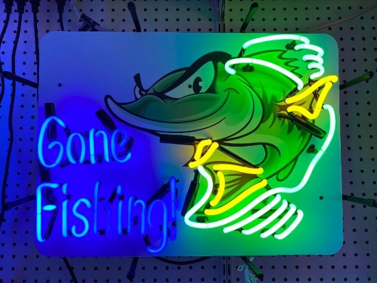 Gone Fishing Neon Sign - SELLING NO RESERVE
