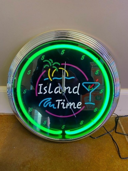 Island Time Neon Clock - SELLING NO RESERVE