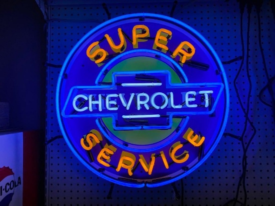 Chevrolet Super Service Neon Sign - SELLING NO RESERVE