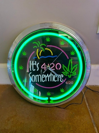 It's 4:20 Somewhere Neon Clock - SELLING NO RESERVE