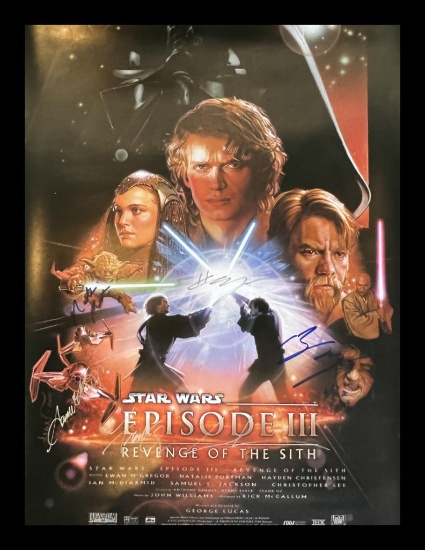 Star Wars Revenge Of The Sith Cast Signed Movie Poster - Selling No Reserve!