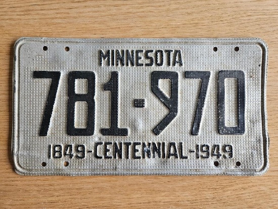 Minnesota Centennial License Plate w/ We Bad Minnesota Collector Plate - SELLING NO RESERVE