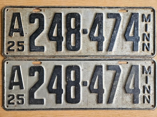 Pair of 1925 Minnesota License Plates