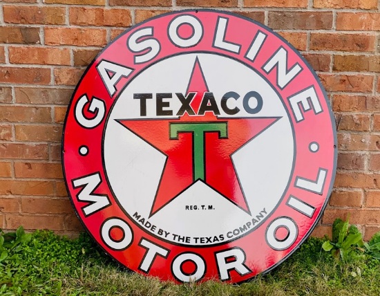 Porcelain Sign Texaco Gasoline Motor Oil