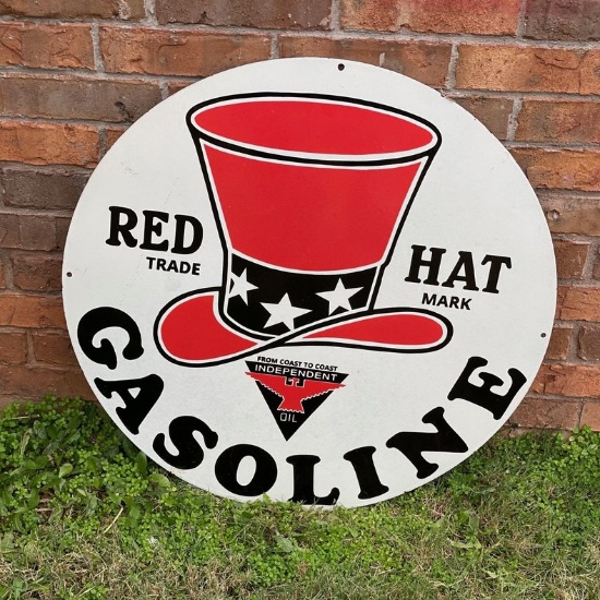 Porcelain Sign Red Hat Gasonline