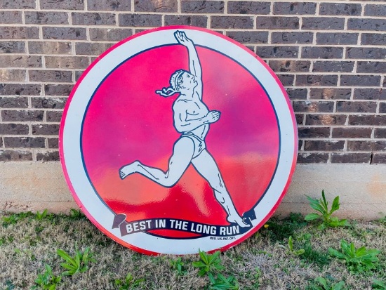 Porcelain Sign Marathon Oil Best in the Long Run