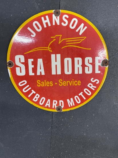 Porcelain Sign Johnson Seahorse Outboard Motors