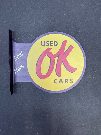 Metal Sign Flanged Side Mount OK Used Cars