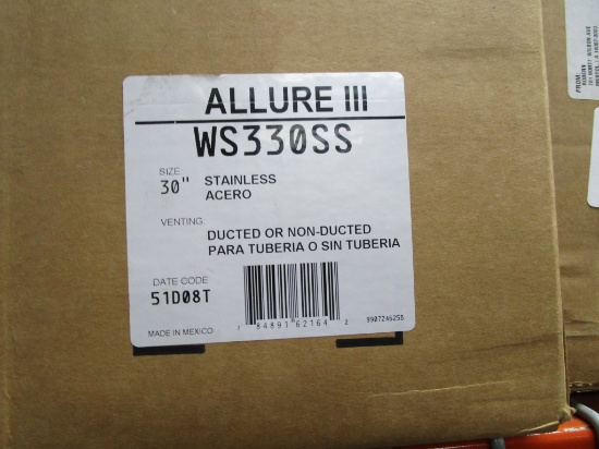 Nutone Stainless 30" Allure III Range Hood