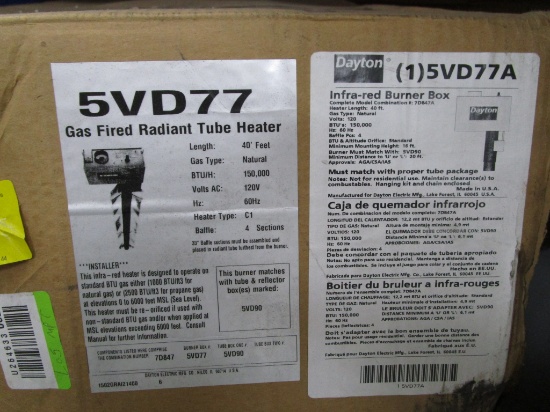 Dayton Gas Fired Radiant Tube Heaters