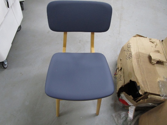 Wooden Chairs with Blue Cushions