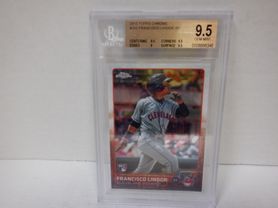 2015 TOPPS CHROME FRANCISCO LINDOR #202 ROOKIE. BECKETT 9.5 GOLD LABEL