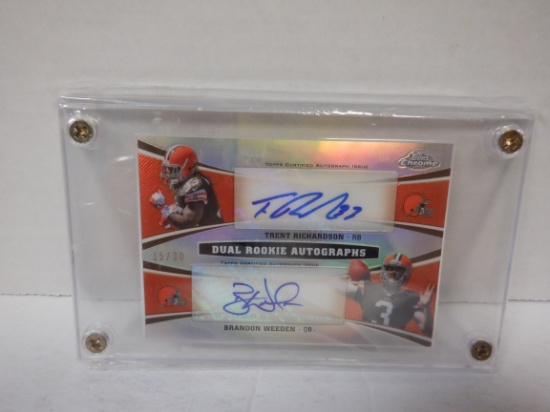 2012 TOPPS CHROME DUAL ROOKIE AUTOGRAPHS BRANDON WEEDEN & TRENT RICHARDSON NUMBERED 15/30