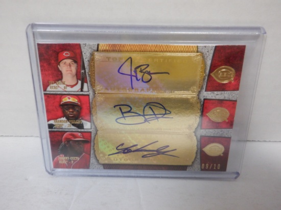 2013 TOPPS JAY BRUCE, BRANDON PHILLIPS, JOHNNY CUETO SIGNED AUTO NUMBERED 9/10