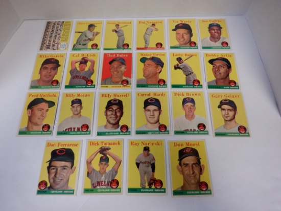 LOT OF 22 1958 TOPPS CLEVELAND INDIANS CARDS