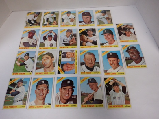 LOT OF 22 1966 TOPPS DETROIT TIGERS BASEBALL CARDS