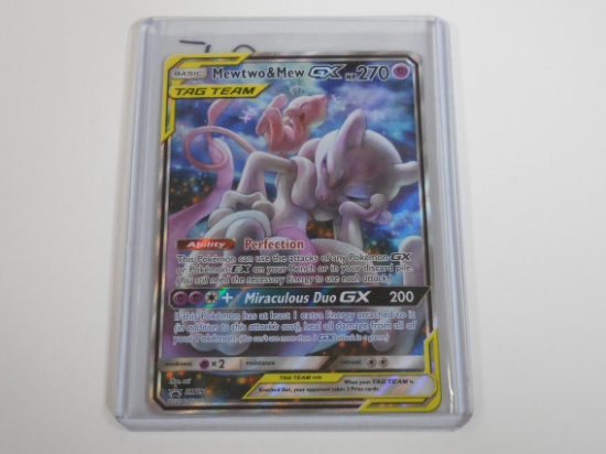 RARE 2019 POKEMON SM191 PROMO CARD MEWTWO AND MEW GX HOLO HARD TO FIND