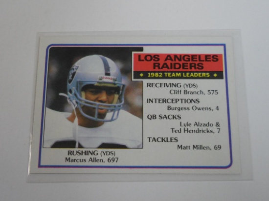1983 TOPPS FOOTBALL LOS ANGELES RAIDERS LEADERS MARCUS ALLEN ROOKIE CARD RC