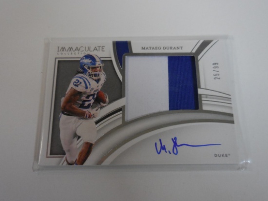 2022 IMMACULATE MATEO DURANT ROOKIE PATCH AUTOGRAPH DUKE #D 25/99