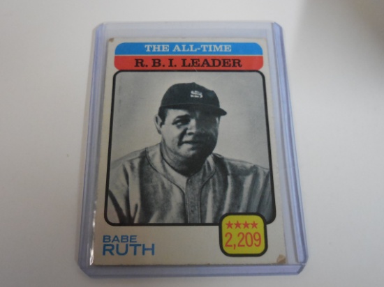 1973 TOPPS BASEBALL #474 BABE RUTH ALL TIME LEADERS RBIS 2209