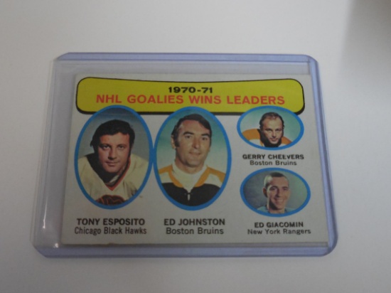 1971-72 TOPPS HOCKEY #4 NHL GOALIE WINS LEADERS ESPOSITO CHEEVERS