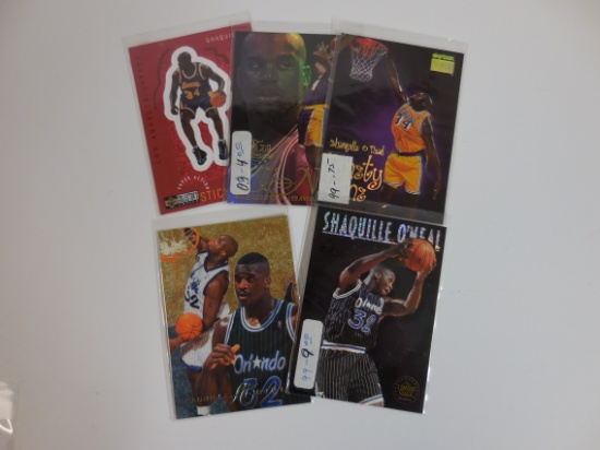 1990S SHAQUILLE O'NEAL 5 CARD LOT WITH INSERTS ETC