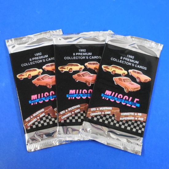 1992 MUSCLE CARDS 3 PACK LOT MUSCLE CAR TRADING CARDS SEALED