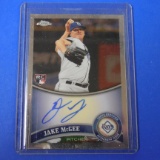 2011 TOPPS CHROME JAKE MCGEE AUTOGRAPHED ROOKIE CARD RAYS