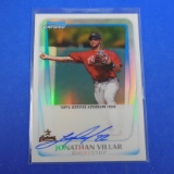 2011 BOWMAN CHROME JONATHAN VILLAR AUTOGRAPHED ROOKIE CARD REFRACTOR #D 482/500